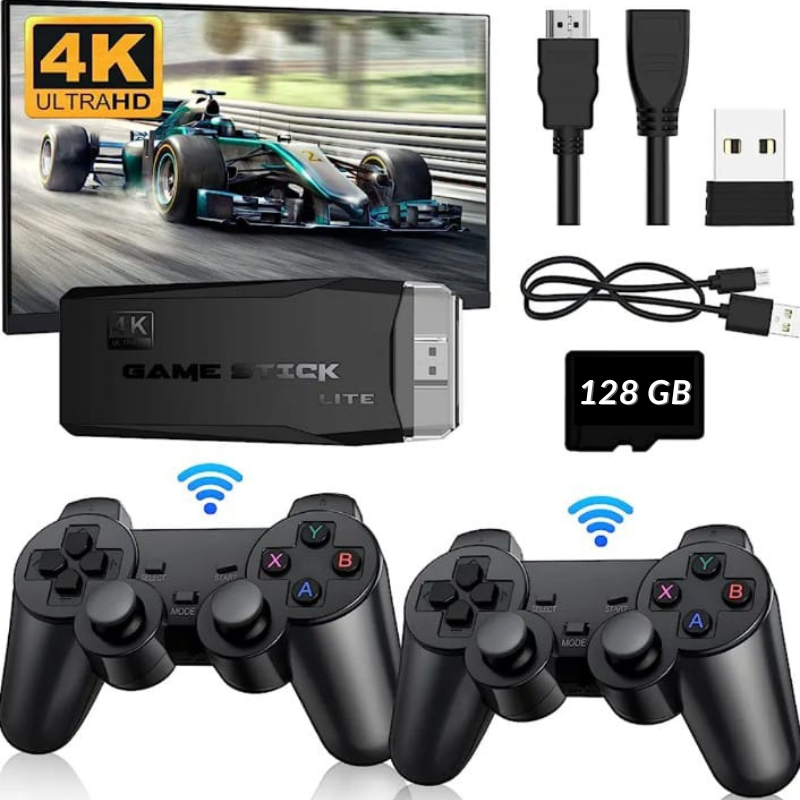 Game Stick Ultra 4K - 40.000 Juegos + 2 Controles Inalámbricos