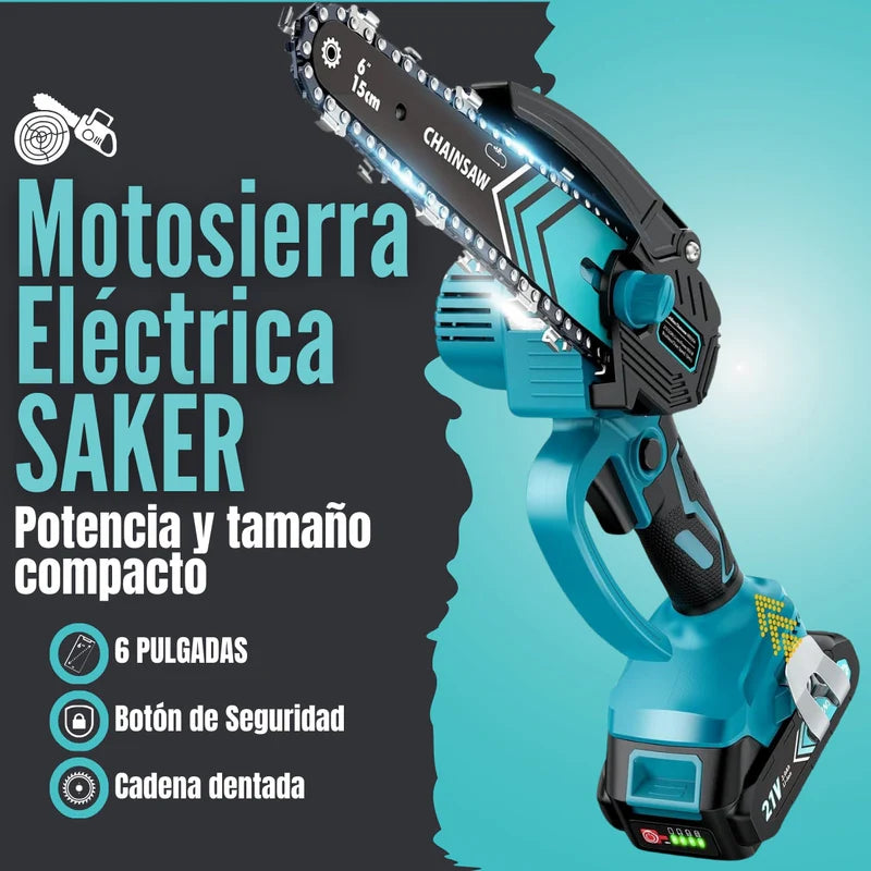 Mini Motosierra Portátil Profesional + 2 Baterías Recargables + Maletín con Accesorios