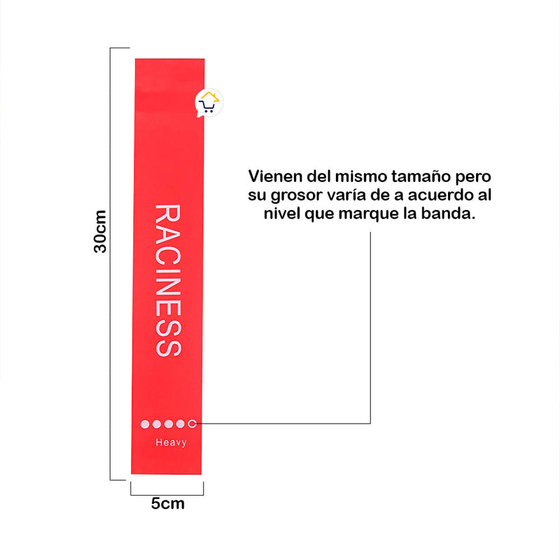 Kit Bandas Resistencia Elásticas Cerradas - Ejercicio 5 Niveles